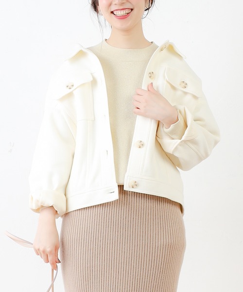 natural couture（ナチュラルクチュール）の「春色ミドル丈しっかりめブルゾン（ブルゾン・レディース・ホワイト/ミント/キャメル/グレイッシュベージュ・FREE）」の2枚目の写真