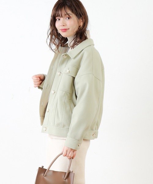 natural couture（ナチュラルクチュール）の「春色ミドル丈しっかりめブルゾン（ブルゾン・レディース・ホワイト/ミント/キャメル/グレイッシュベージュ・FREE）」の4枚目の写真