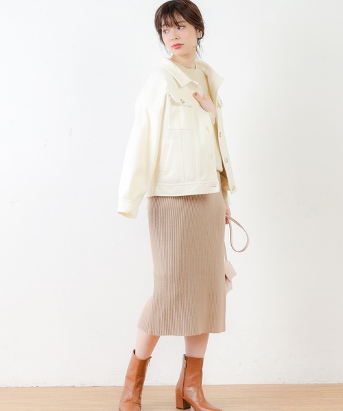 natural couture（ナチュラルクチュール）の「春色ミドル丈しっかりめブルゾン（ブルゾン・レディース・ホワイト/ミント/キャメル/グレイッシュベージュ・FREE）」の5枚目の写真