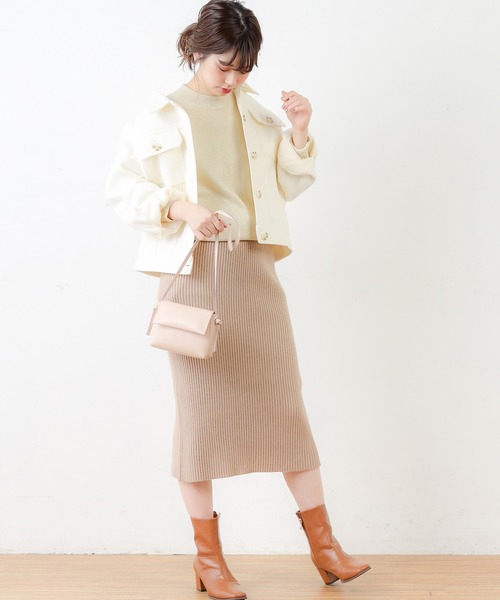 natural couture（ナチュラルクチュール）の「春色ミドル丈しっかりめブルゾン（ブルゾン・レディース・ホワイト/ミント/キャメル/グレイッシュベージュ・FREE）」の14枚目の写真