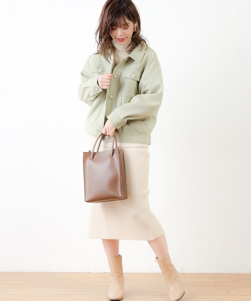 natural couture（ナチュラルクチュール）の「春色ミドル丈しっかりめブルゾン（ブルゾン・レディース・ホワイト/ミント/キャメル/グレイッシュベージュ・FREE）」の8枚目の写真