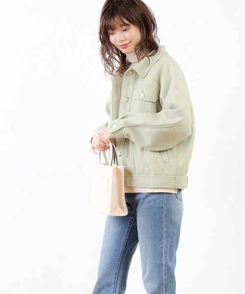 natural couture（ナチュラルクチュール）の「春色ミドル丈しっかりめブルゾン（ブルゾン・レディース・ホワイト/ミント/キャメル/グレイッシュベージュ・FREE）」の15枚目の写真