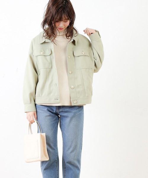 natural couture（ナチュラルクチュール）の「春色ミドル丈しっかりめブルゾン（ブルゾン・レディース・ホワイト/ミント/キャメル/グレイッシュベージュ・FREE）」の12枚目の写真