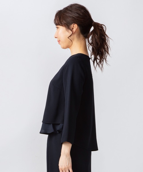 JETSET SOLO PLUS （ジェットセットソロプラス）の「【WEB限定】 ダブルクロス シフォンレイヤードブラウス（シャツ/ブラウス・レディース・ブラック/ネイビー/グレイッシュベージュ・FREE）」の8枚目の写真