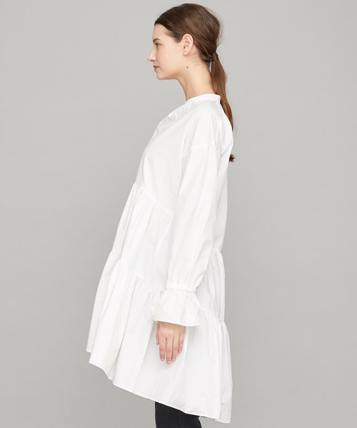 STUDIOUS（ステュディオス）の「【STUDIOUS】ギャザーフレア チュニック ミニ ワンピース（ワンピース・レディース・ホワイト/ブラック/ベージュ・FREE）」の9枚目の写真