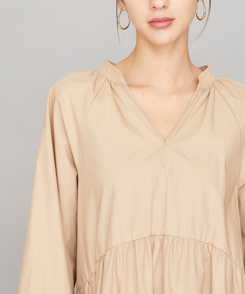 STUDIOUS（ステュディオス）の「【STUDIOUS】ギャザーフレア チュニック ミニ ワンピース（ワンピース・レディース・ホワイト/ブラック/ベージュ・FREE）」の14枚目の写真