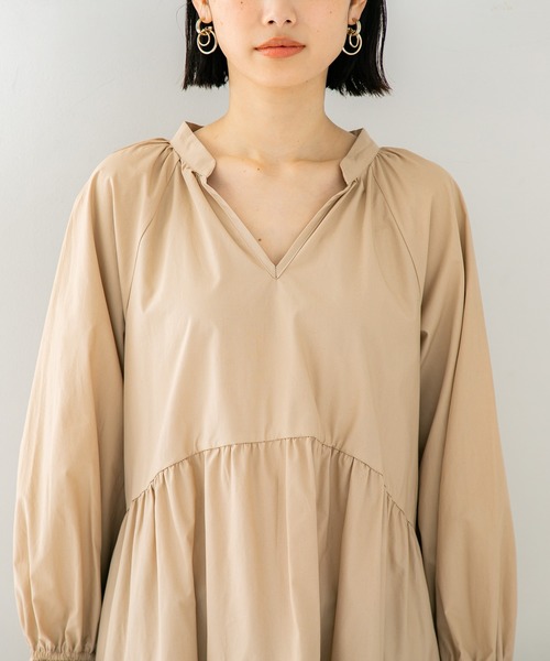 STUDIOUS（ステュディオス）の「【STUDIOUS】ギャザーフレア チュニック ミニ ワンピース（ワンピース・レディース・ホワイト/ブラック/ベージュ・FREE）」の21枚目の写真