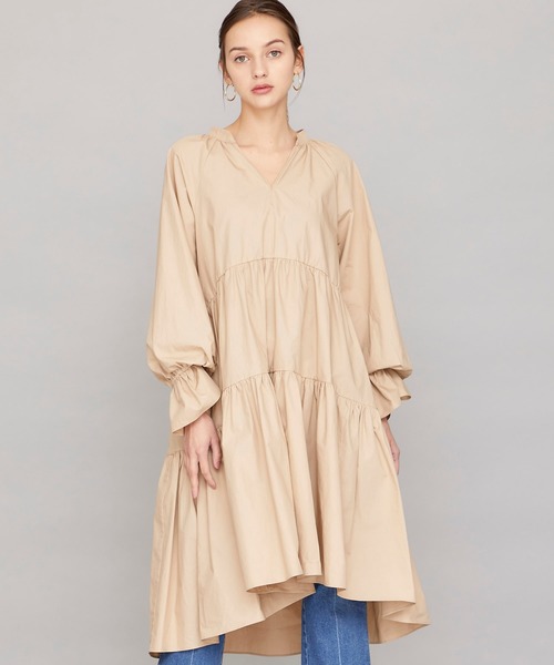 STUDIOUS（ステュディオス）の「【STUDIOUS】ギャザーフレア チュニック ミニ ワンピース（ワンピース・レディース・ホワイト/ブラック/ベージュ・FREE）」の16枚目の写真