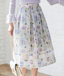 tocco closet | シアーストライプ×フラワープリントフレアスカート(スカート)