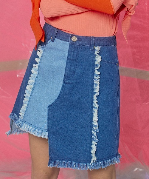 eyeye（アイアイ）の「『eyeye』ASYMMETRIC HEM 2-TONE A-LINE MINI 