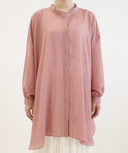 DouDou(ドゥドゥ)の「シアーBIGチュニック2(シャツ/ブラウス・レディース・ブラウン/オフホワイト/ピンク・FREE)」の13枚目の写真