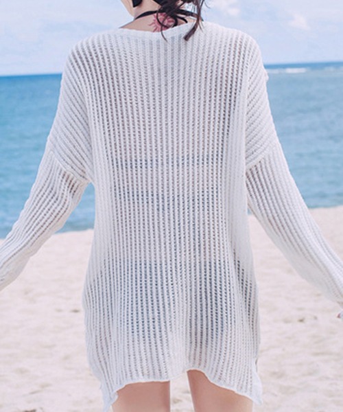 DAY CLOSET（デイ クローゼット）の「レディース シースルーオーバーサイズ透かし編みニットトップス（その他トップス・レディース・ホワイト/ブラック・ONE SIZE）」の8枚目の写真