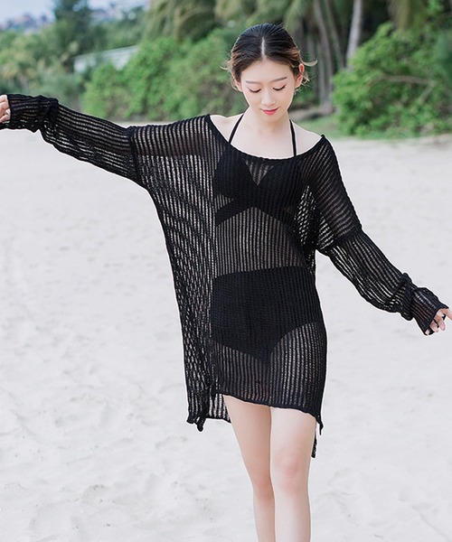 DAY CLOSET（デイ クローゼット）の「レディース シースルーオーバーサイズ透かし編みニットトップス（その他トップス・レディース・ホワイト/ブラック・ONE SIZE）」の9枚目の写真