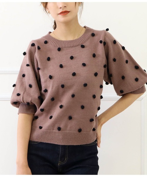 セール ポンポン付パフスリーブショート丈ニット ニット セーター Chille チル のファッション通販 Zozotown セール ポンポン付パフスリーブショート丈ニット ニット セーター Chille チル のファッション通販 Zozotown