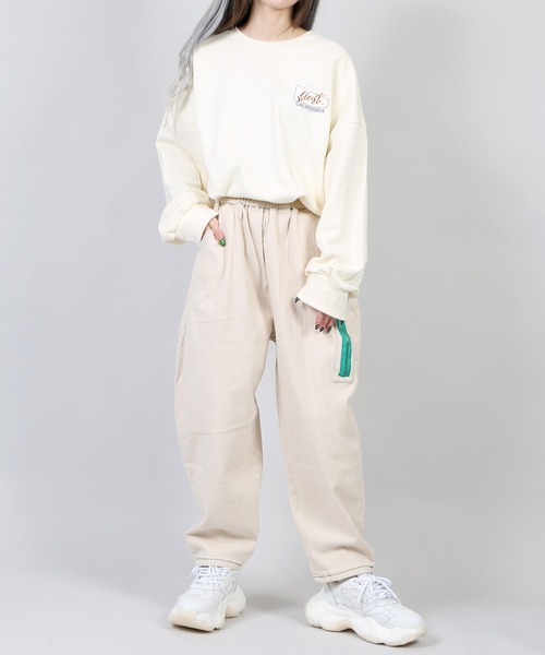 DING（ディング）の「DING/ジップポケットイージーパンツ（スウェットパンツ・レディース・ブラック/ベージュ・FREE）」の12枚目の写真