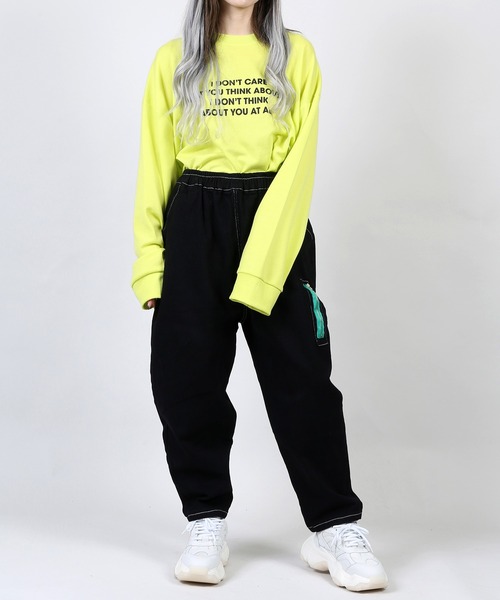 DING（ディング）の「DING/ジップポケットイージーパンツ（スウェットパンツ・レディース・ブラック/ベージュ・FREE）」の6枚目の写真