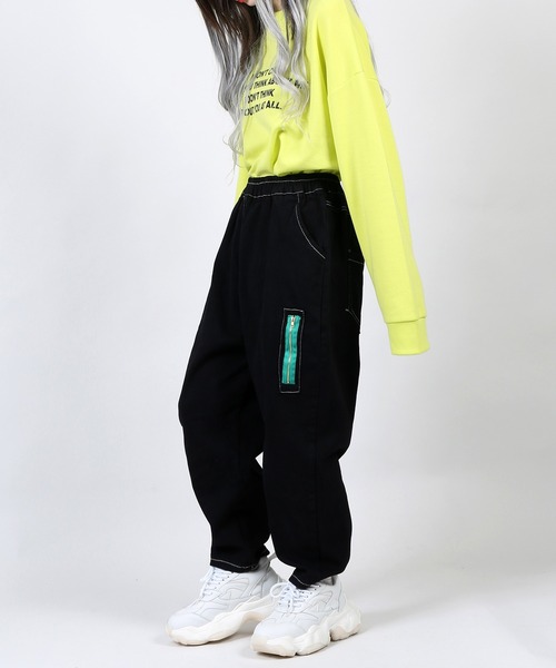 DING（ディング）の「DING/ジップポケットイージーパンツ（スウェットパンツ・レディース・ブラック/ベージュ・FREE）」の8枚目の写真