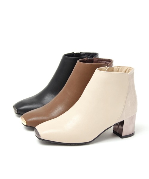 grandfleur（グランドフルール）の「異素材使いのメタリックヒール/ショートブーツ（ブーツ・レディース・ブラック/ブラウン/アイボリー・LL/S/M/L）」の17枚目の写真