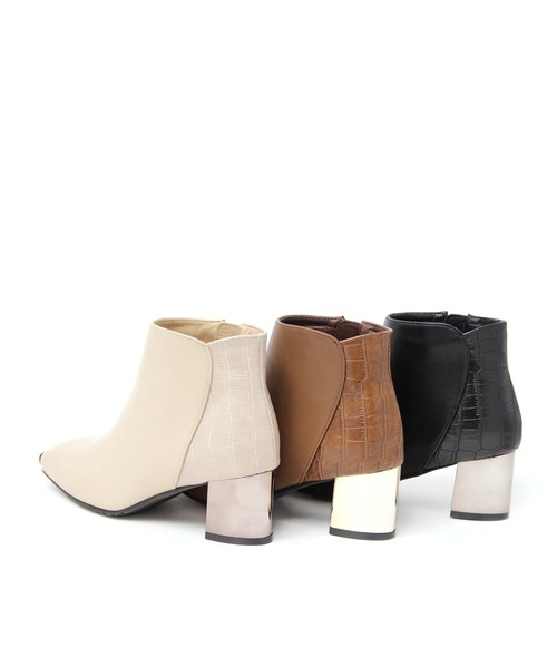 grandfleur（グランドフルール）の「異素材使いのメタリックヒール/ショートブーツ（ブーツ・レディース・ブラック/ブラウン/アイボリー・LL/S/M/L）」の19枚目の写真