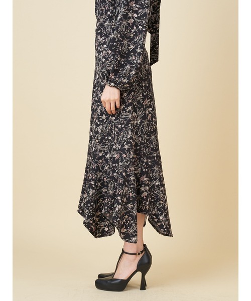 ROYAL PARTY（ロイヤルパーティー）の「フラワープリントエスカルゴスカート（スカート・レディース・ブラック/ブラウン/オフホワイト・FREE）」の10枚目の写真