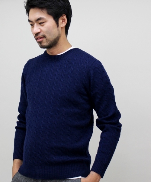 JOURNAL STANDARD(ジャーナルスタンダード)の「スラブウールケーブルニット #○(ニット/セーター・メンズ・ホワイト/グレー/ヘザ-グレー/ネイビー/パープル・LARGE/MEDIUM/X-LARGE)」の5枚目の写真