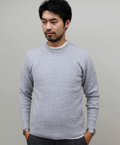 JOURNAL STANDARD(ジャーナルスタンダード)の「スラブウールケーブルニット #○(ニット/セーター・メンズ・ホワイト/グレー/ヘザ-グレー/ネイビー/パープル・LARGE/MEDIUM/X-LARGE)」の3枚目の写真