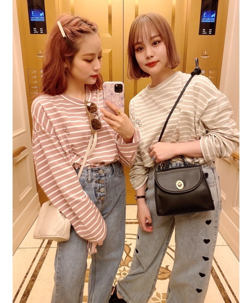 JUMELLE(ジュメロ)の「ボーダーロゴカットソー(Tシャツ/カットソー・レディース・ベージュ/ピンク・FREE)」の7枚目の写真