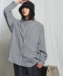 MAISON SPECIAL | 《ユニセックスアイテム》THOMAS MASON/トーマスメイソン ストライププライムオーバーバンドカラーシャツ 【MAISON SPECIAL/メゾンスペシャル】(シャツ/ブラウス)