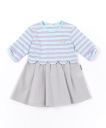 KP（ケーピー）の「天竺ボーダーと綿スクエアのウエスト切替えワンピース(80-90cm)（ワンピース・キッズ）」