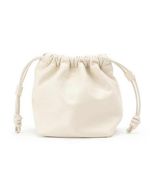 SOUP（スープ）の「◆ラムレザーミニ巾着バッグ（ハンドバッグ・レディース・ライトグリーン/チャコールグレー/アイボリー・00）」の2枚目の写真