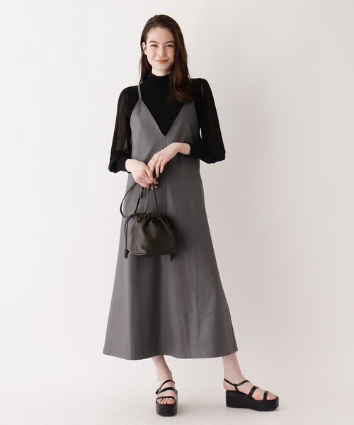 SOUP（スープ）の「◆ラムレザーミニ巾着バッグ（ハンドバッグ・レディース・ライトグリーン/チャコールグレー/アイボリー・00）」の11枚目の写真