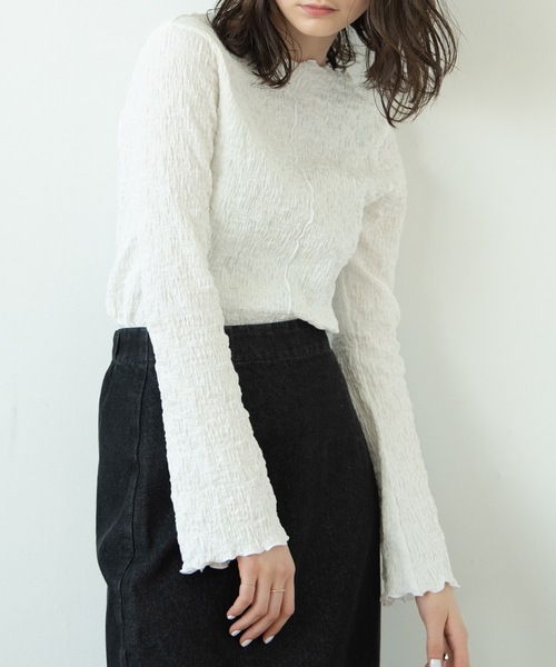 flowriri（フロウリリ）の「flowriri ワッシャートップス（シャツ/ブラウス・レディース・ホワイト/ライトグレー/ライトグリーン・FREE）」の2枚目の写真