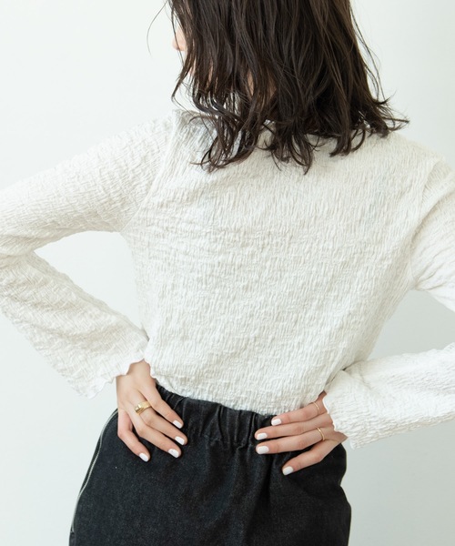 flowriri（フロウリリ）の「flowriri ワッシャートップス（シャツ/ブラウス・レディース・ホワイト/ライトグレー/ライトグリーン・FREE）」の4枚目の写真