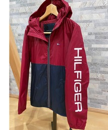 スリーブロゴ プリント フーデッド ナイロンジャケット