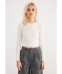 ALEXIA STAM | Long Sleeve Rib Cropped Top/ロングスリーブリブクロップドトップ(Tシャツ/カットソー)