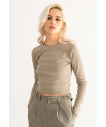 ALEXIA STAM | Long Sleeve Rib Cropped Top/ロングスリーブリブクロップドトップ(Tシャツ/カットソー)