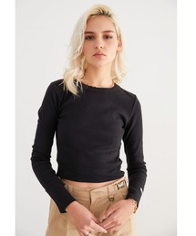 ALEXIA STAM | Long Sleeve Rib Cropped Top/ロングスリーブリブクロップドトップ(Tシャツ/カットソー)