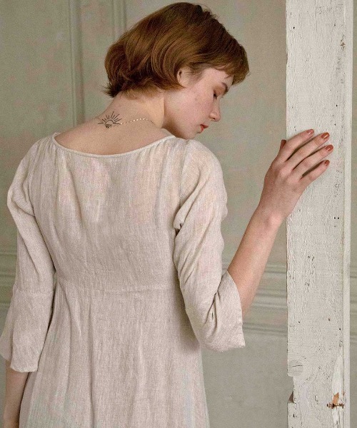 mangata（モンガータ）の「Linen gown onepiece（ワンピース・レディース・ベージュ・FREE）」の3枚目の写真