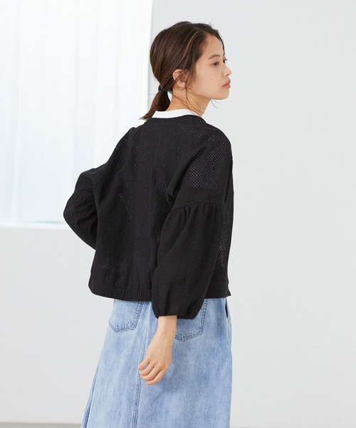 Rewde（ルゥデ）の「コットンレースノーカラーブルゾン（1R16-04061）（その他アウター・レディース・ホワイト/ブラック・M/L）」の5枚目の写真