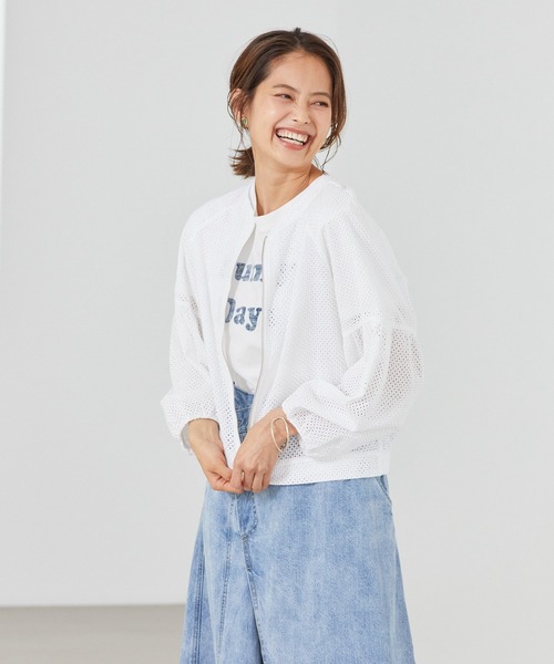 Rewde（ルゥデ）の「コットンレースノーカラーブルゾン（1R16-04061）（その他アウター・レディース・ホワイト/ブラック・M/L）」の10枚目の写真