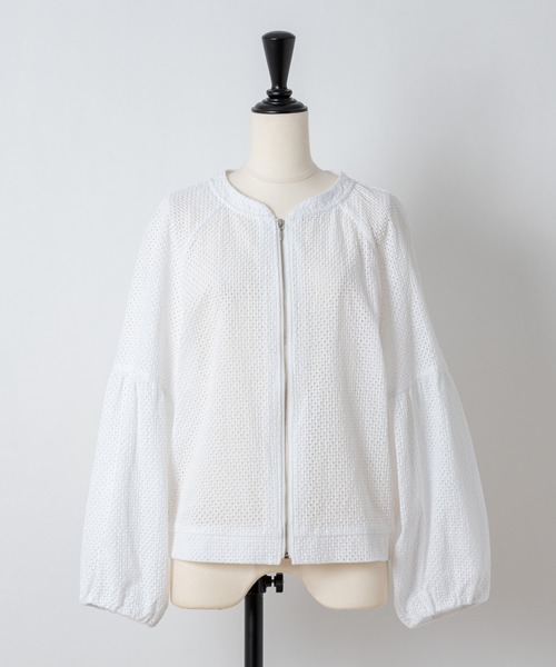 Rewde（ルゥデ）の「コットンレースノーカラーブルゾン（1R16-04061）（その他アウター・レディース・ホワイト/ブラック・M/L）」の11枚目の写真