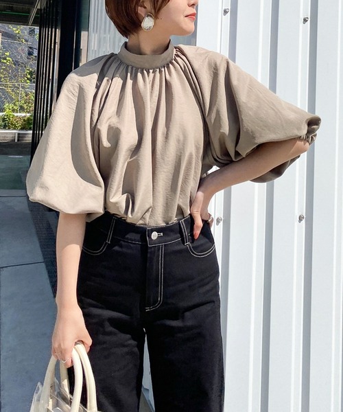 Heather（ヘザー）の「スタンドカラープルオーバー（5分袖）　952097（シャツ/ブラウス・レディース・ベージュ/ブラック/ホワイト・FREE）」の19枚目の写真