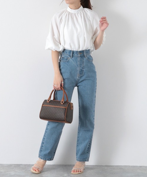 Heather（ヘザー）の「スタンドカラープルオーバー（5分袖）　952097（シャツ/ブラウス・レディース・ベージュ/ブラック/ホワイト・FREE）」の5枚目の写真