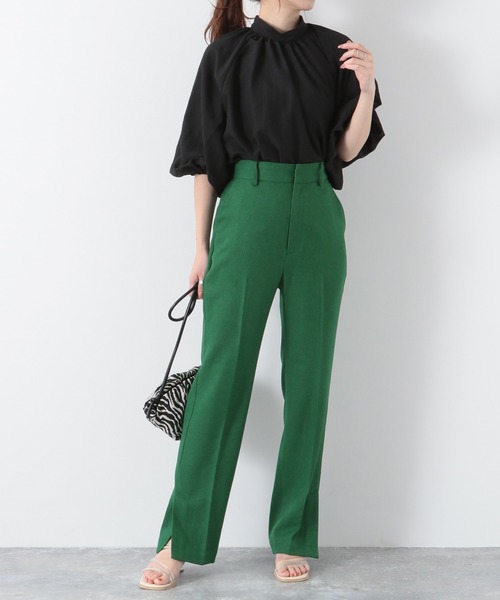 Heather（ヘザー）の「スタンドカラープルオーバー（5分袖）　952097（シャツ/ブラウス・レディース・ベージュ/ブラック/ホワイト・FREE）」の12枚目の写真