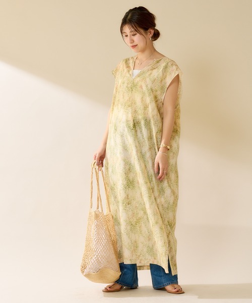 SHENERY（シーナリー）の「ボタニカルプリントドレス（ワンピース・レディース・ピンク/ベージュ・FREE）」の7枚目の写真