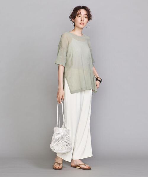 BEAUTY&YOUTH UNITED ARROWS（ビューティーアンドユースユナイテッドアローズ）の「BY シアークレープショートスリーブカットソー ◆（Tシャツ/カットソー・レディース・ブラック/オフホワイト/ライム・FREE）」の16枚目の写真