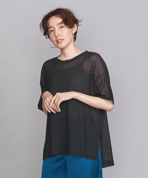 ユナイテッドアローズ　コットンフレアショートスリーブ　カットソー　ブラック BEAUTY&YOUTH UNITED ARROWS（ビューティーアンドユース