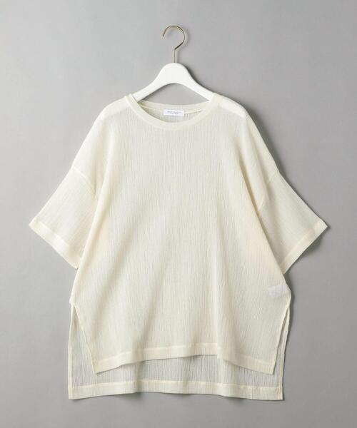 BEAUTY&YOUTH UNITED ARROWS（ビューティーアンドユースユナイテッドアローズ）の「BY シアークレープショートスリーブカットソー ◆（Tシャツ/カットソー・レディース・ブラック/オフホワイト/ライム・FREE）」の10枚目の写真