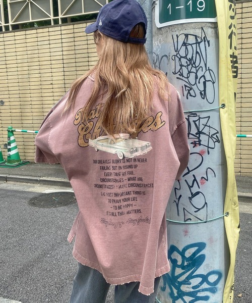 WEGO(ウィゴー)の「WEGO/ヘビーウエイト ボロプリントビッグシルエットTシャツ(Tシャツ/カットソー・メンズ・ブラウン/ホワイト・MEDIUM/LARGE)」の12枚目の写真