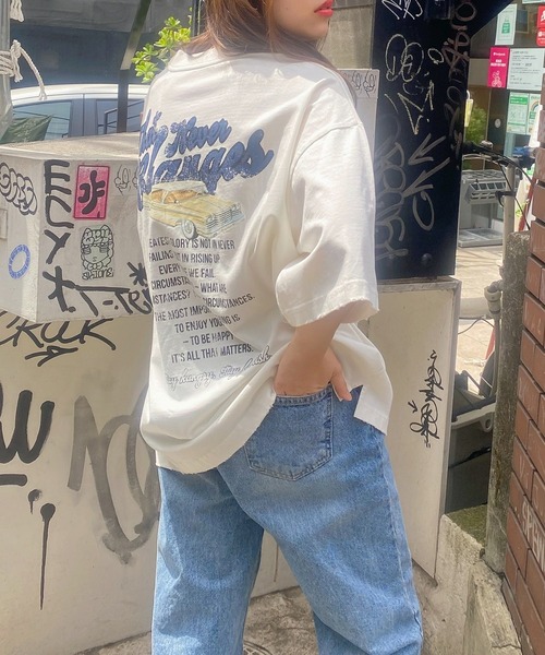 WEGO(ウィゴー)の「WEGO/ヘビーウエイト ボロプリントビッグシルエットTシャツ(Tシャツ/カットソー・メンズ・ブラウン/ホワイト・MEDIUM/LARGE)」の9枚目の写真